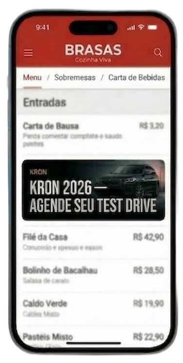 Formato Destaque — banner premium fixado no topo do cardápio